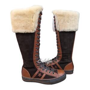 Converse 2005 Star 70 VTG XXHI Suede Leather Knee High Sneaker Boot Bundle 7 NEW